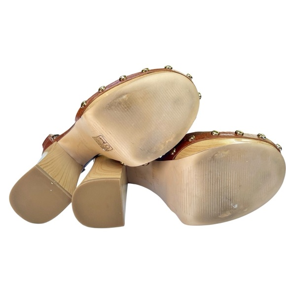 Nine West Brown Studded Leather Platforms 7M Boho Chic 70s Hippie Gipsy Vibes - Picture 12 of 16